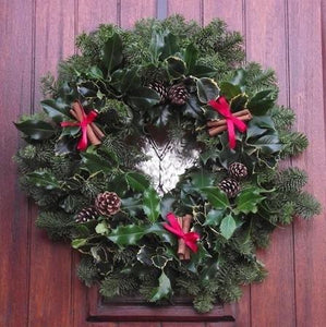 Premium Holly Decorated Noble Fir Wreath with Holly