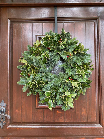 Noble Fir Backed Holly Wreath Un-decorated